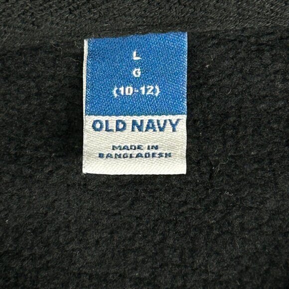 Old Navy Hooded Sweatshirt Large (10-12)‎ Boys Fleece Zip Front Black Jacket - Picture 8 of 9